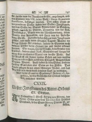 CXXIX. Closter-JUngfrauen des Ritter-Ordens St. Stephan.