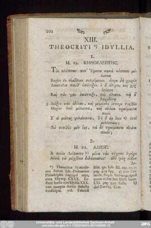 XIII. Theocriti Idyllia.