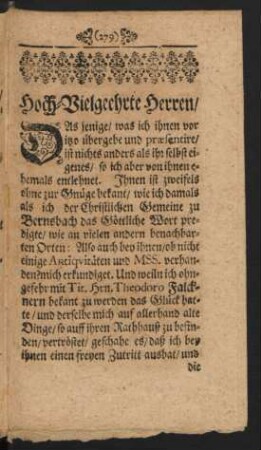 Hoch-Vielgeehrte Herren /