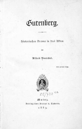 Gutenberg : historisches Drama in drei Akten