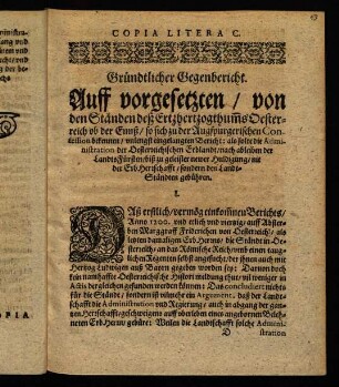 13r-28r, Copia Litera C: Gründtlicher Gegenbericht