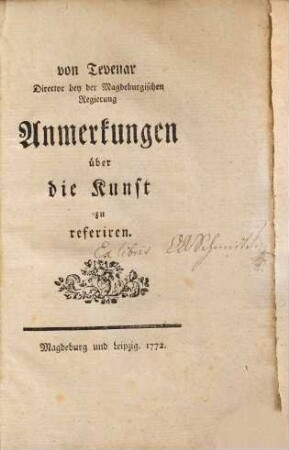Anmerkungen über die Kunst zu referiren
