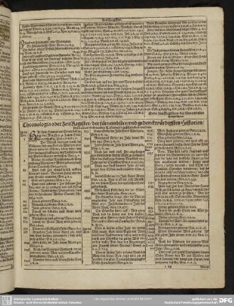 Chronologia oder ZeitRegister, der fürnembsten und gedenckwürdigsten Historien