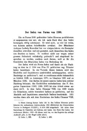 Der Index von Parma von 1580.