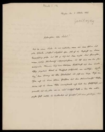 Nr. 1: Brief von Karl von Jacubezky an Gottlieb Planck, 4.10.1896