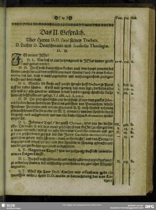 Das II. Gespräch. Uber Herrn D. D. Titul seines Tractats