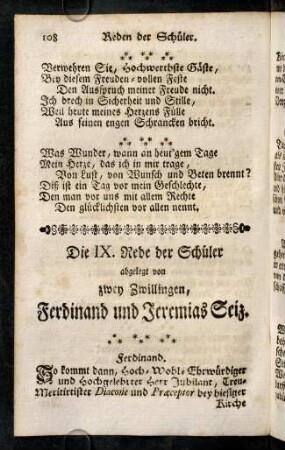 108-116, Die IX. Rede der Schüler...