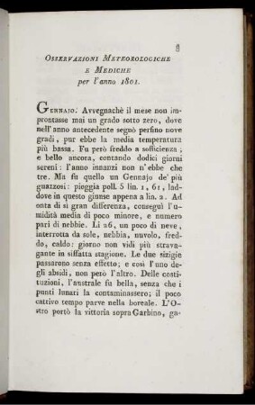 Osservazioni Meteorologiche E Mediche per l'anno 1801.