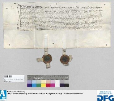 Cristoff von Lentterßheim der Ältere zu Altenmuer erläutert den Kaufbrief über das Dörflein Bernhoff bei Hohenstein vom 2. April 1536 für Bürgermeister und Rat der Stadt Nürnberg noch durch Aufführung der Reichnisse aus den Höfen und dem Seldengütlein, sowie ihrer derzeitigen Inhaber. - Siegler: der Aussteller und Wolff von Lenterßheim zu Altenmuer.