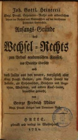 Anfangsgründe des Wechselrechts