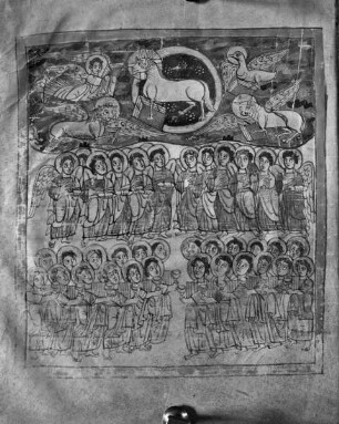 Apokalypse des Johannes (Die sog. Trierer Apokalypse) — Anbetung des Lammes, Folio 18verso