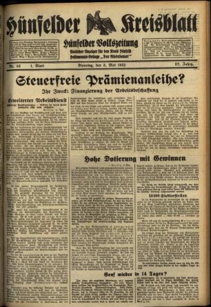Erste Ausgabe vom Dienstag, den 03. Mai 1932.
