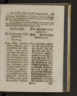 Titulus XXII. De literarum obligationibus.