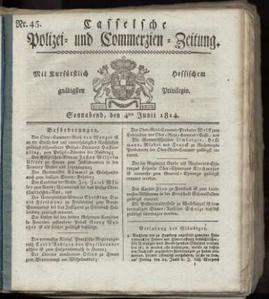 Nr. 45, Sonnabend den 4ten Junii. 1814
