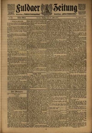 Erste Ausgabe vom Montag, den 11. Juli 1910.