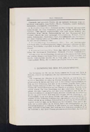 Gewinnung der Pflanzenfette.