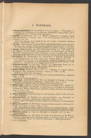 I. Bücherkunde.