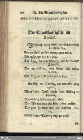 III. Die Standhaftigkeit im Unglück