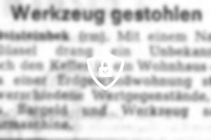 Werkzeug gestohlen