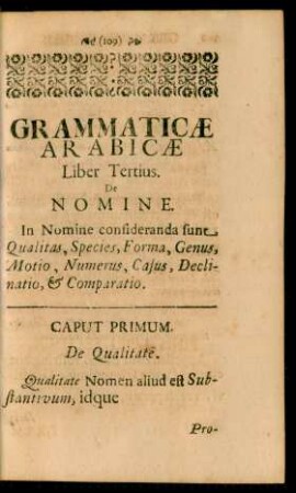 Caput Primum. De Qualitate.