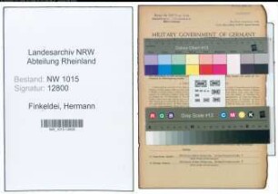 Entnazifizierung Hermann Finkeldei , geb. 25.10.1897 (Kaufmaennischer Angestellter)