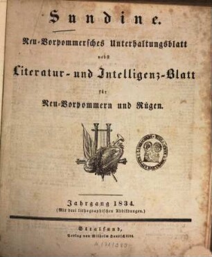 Sundine : Unterhaltungsblatt für Neu-Vorpommern und Rügen. 8. 1834