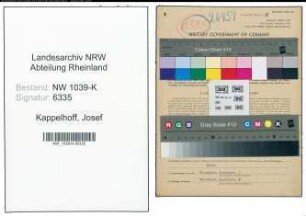 Entnazifizierung Josef Kappelhoff , geb. 30.01.1910 (Finanzbeamter)