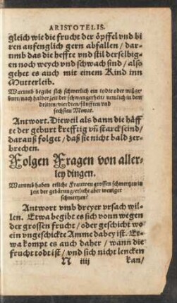 Folgen Fragen von allerley dingen.