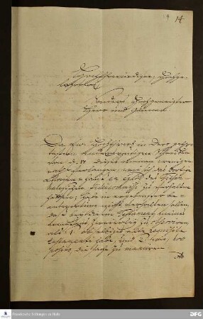 Brief von Johann Clamp an August Hermann Francke.