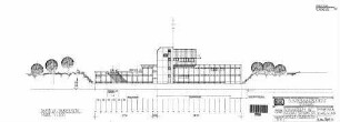 Kornwestheim Pbf: Neubau Stellwerk "KA" Rbf.Kornwestheim Ansicht Strassenseite, Plan Nr.9D Nebengeb.