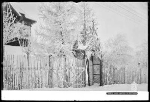Erzgebirge, Altenberg, Tor mit Schnee