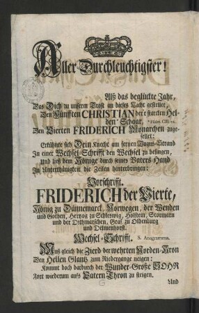 Aller Durchleuchtigster!