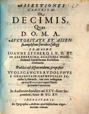 Assertiones canonicae de decimis