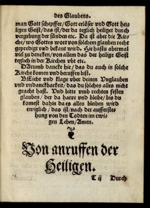 Von anruffen der Heiligen.