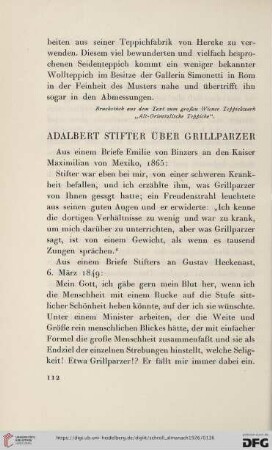 Adalbert Stifter über Grillparzer