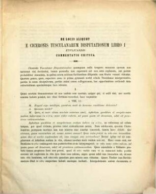 De locis aliquot e Ciceronis Tusculanarum disputationum libro I explicandis commentatio critica