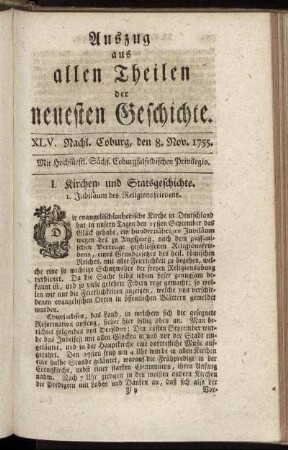 XLV. Nachl. Coburg, den 8. Nov. 1755.