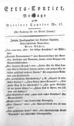 Extra-Courier, Beilage zum Berliner Courier Nr. 17