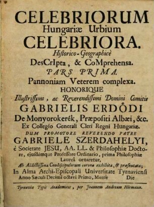 Celebriorum Hungariae urbium celebriora