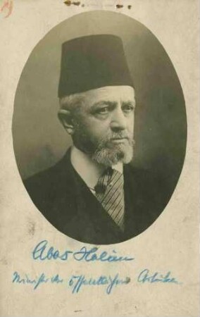 Abas Halein Pascha, Prinz von Ägypten, Minister der öffentlichen Arbeiten in Zivil mit Hut, Brustbild in Halbprofil