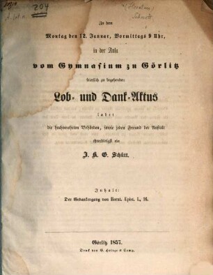 Der Gedankengang von Horat., Epist. I, Nr...