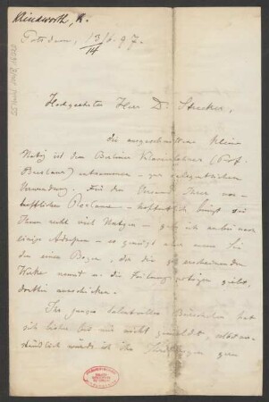 Brief an Ludwig Strecker  und B. Schott's Söhne : 13.06.1897