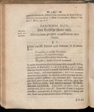 Paroemia XLIV. Eine Nothlüge schadet nicht. Mendacium propter necessitatem non nocet.