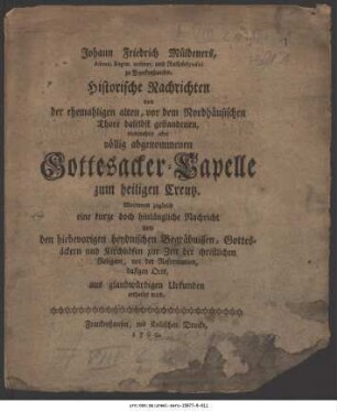 Fünf Druckschriften Johann Friedrich Müldeners