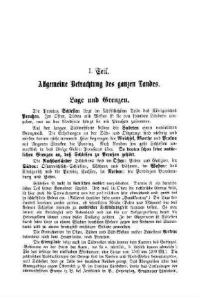 I. Teil - Allgemeine Betrachtung des ganzen Landes