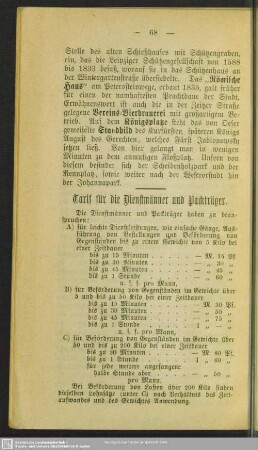 Tarif für die Dienstmänner und Packträger