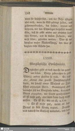 LXXIII. Abergläubische Sprüchwörter