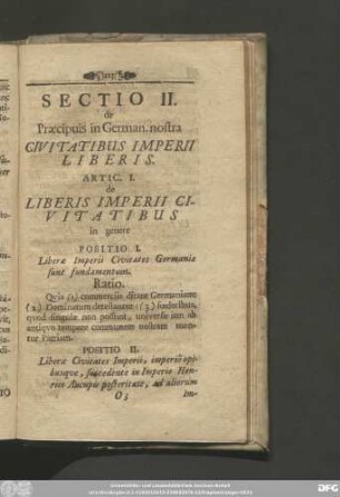 Artic. I. de Liberis Imerpii Civitatibus