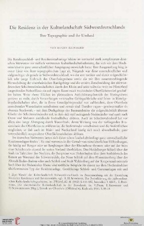 Die Residenz in der Kulturlandschaft Südwestdeutschlands. Ihre Topographie und ihr Umland