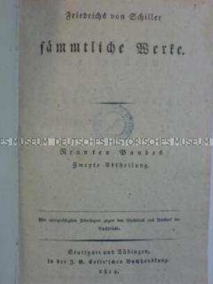 Schillers sämtliche Werke, erste Ausgabe